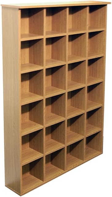 WATSONS PIGEON HOLE - 480 CD / 312 DVD Blu-ray Media Cubby Storage Shelves - Oak