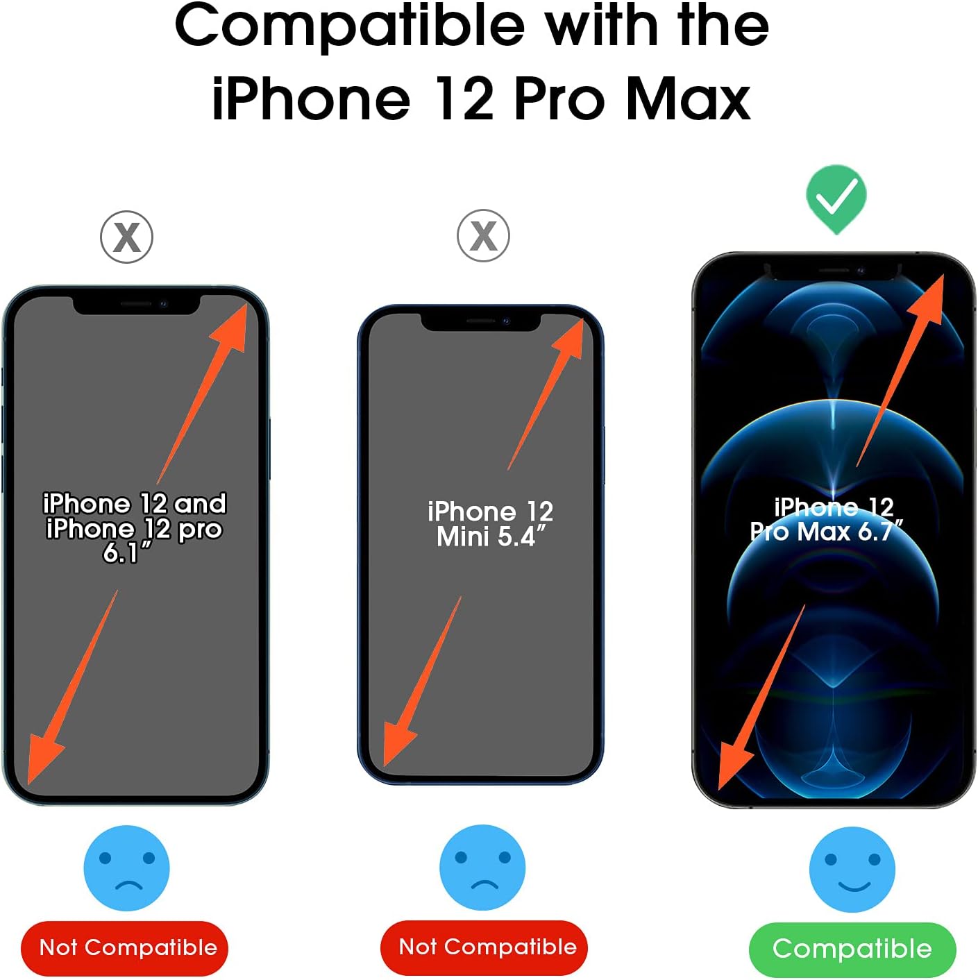 amFilm OneTouch Screen Protector for iPhone 12 Pro Max (6.7", 2020) with Easy Installation Kit, Tempered Glass, 2 Pack