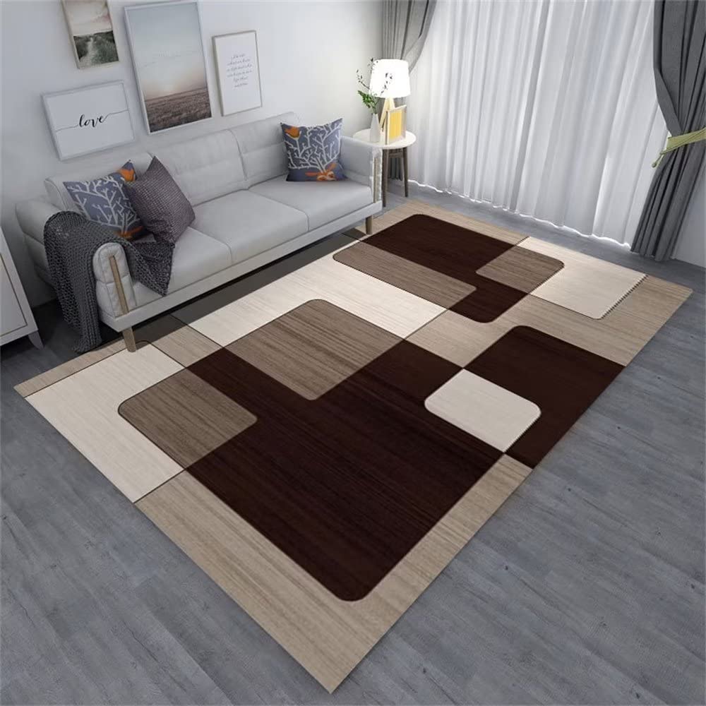 Tapis de sol bureau rouge moderne tapis salon géométrique 120x170