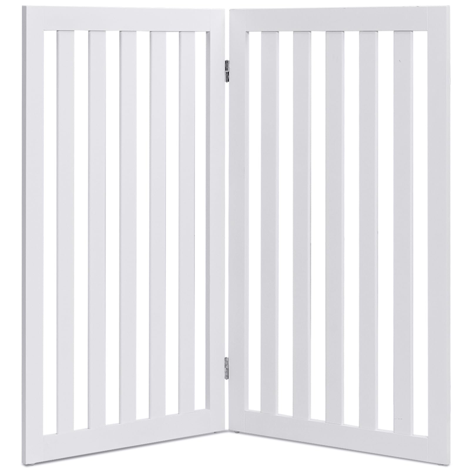 COSTWAY Cancelletto per Cani Pieghevole in Legno con 2 Ante, Ideale per Scale, Soggiorno e Cucina, 89 x 101 cm, Bianco