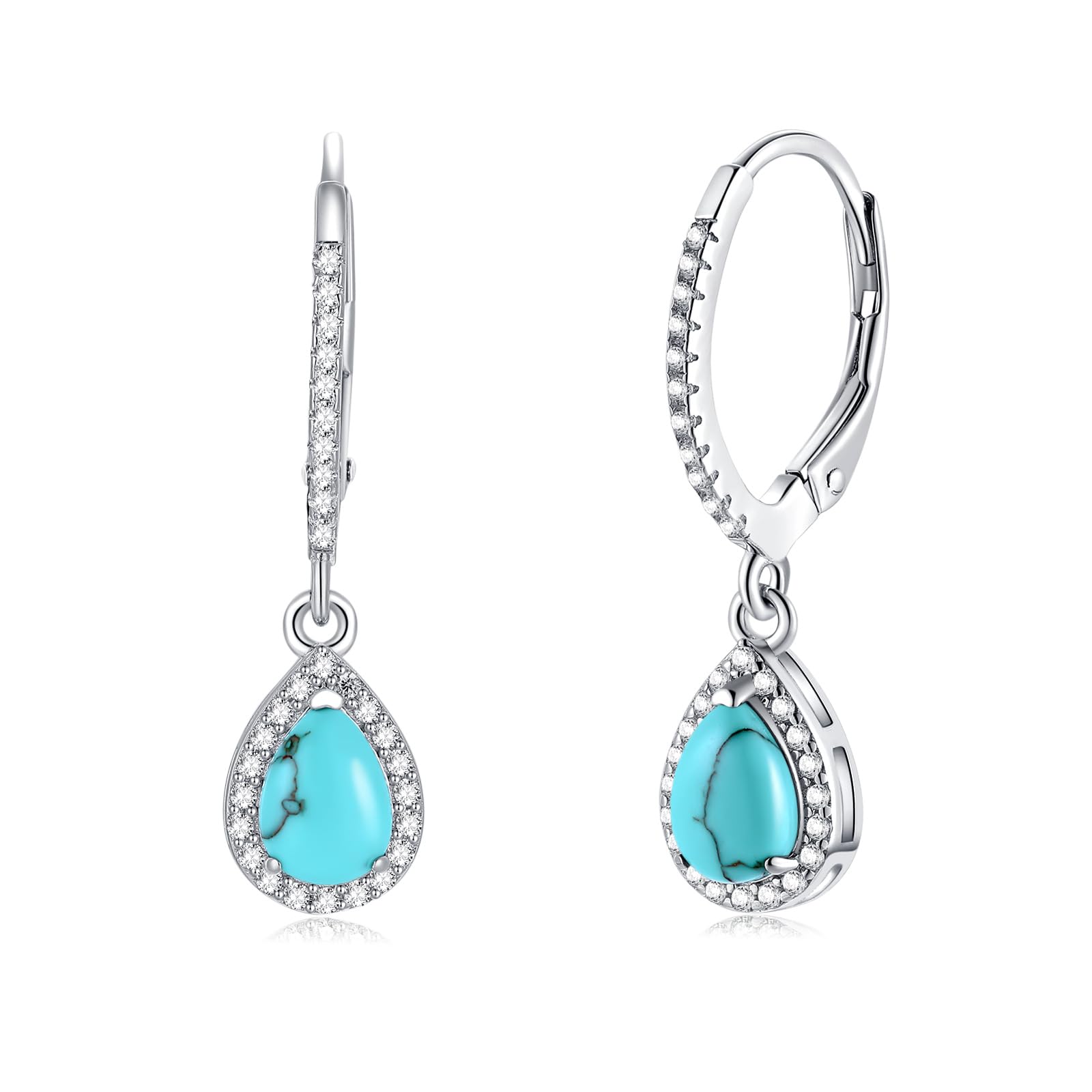 Vintage Argento Sterling Lacrima Turchese Pendenti Vintage Argento Sterling Lacrima Turchese Pendenti