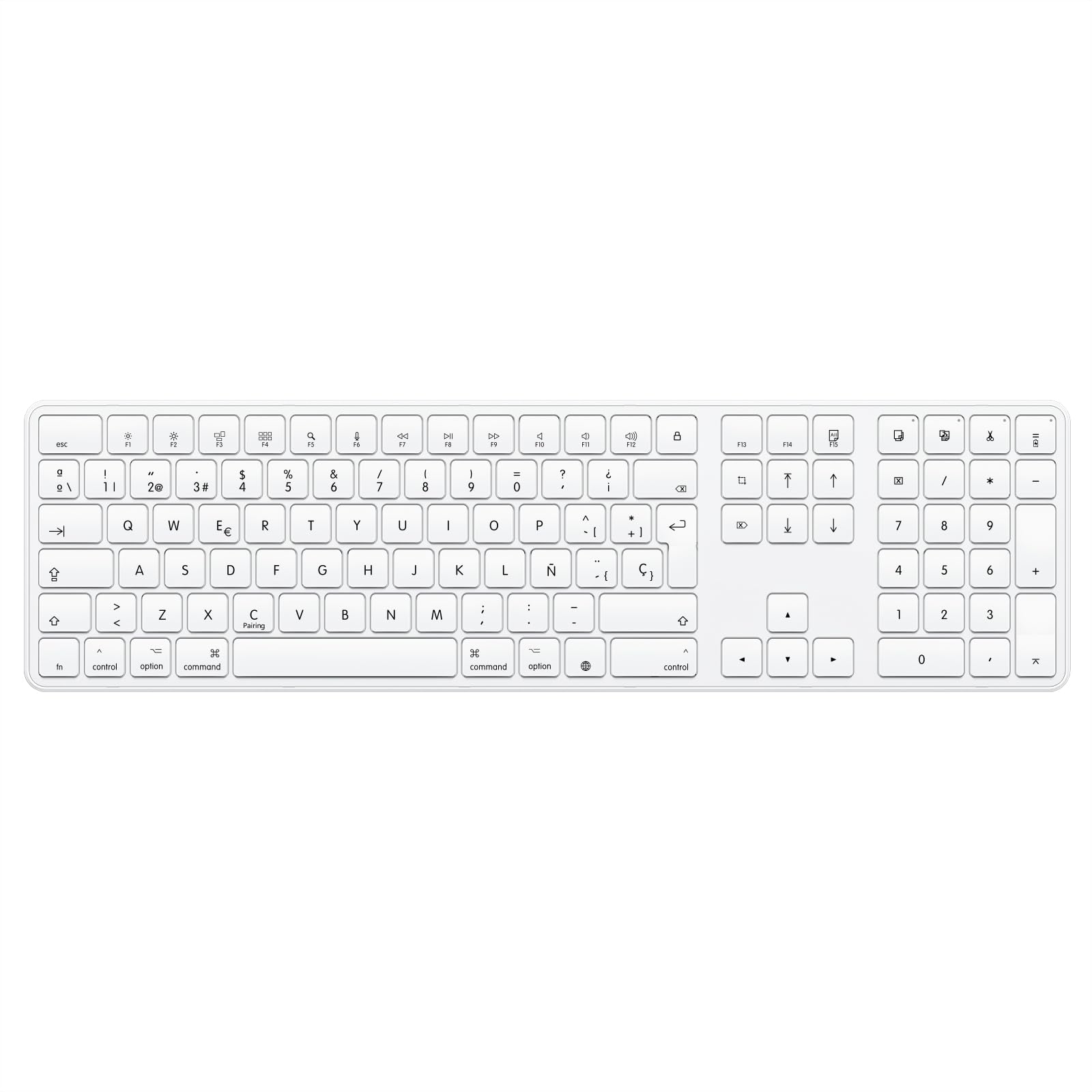 OMOTON Teclado Bluetooth para Mac KB515 Teclado inalámbrico de tamaño Completo para Apple MacBook Pro/Air, iMac, iMac Pro, Mac Mini/Pro, Alimentado por batería (White)