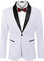 COOFANDY Men's Slim Fit Tuxedo Jacket One Button Blazer for Wedding Prom Party Dinner - Premium Jacquard Fabric
