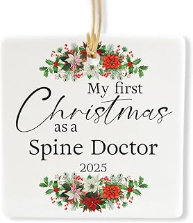 My First Christmas as a Spine Doctor Ornament 2025 - Ceramic Square - Gifts for New Chiropractor Orthopedic Specialist Spine Surgeon, Graduation, Newly Graduated, Tree Decor