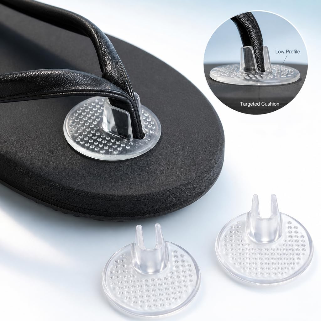 6 pcs Silicone Thong Sandal Toe Protectors, 3 Pairs Clear Flip Flop Gel Guards, Non Slip Cushion Between Toes for Sandals and Slippers