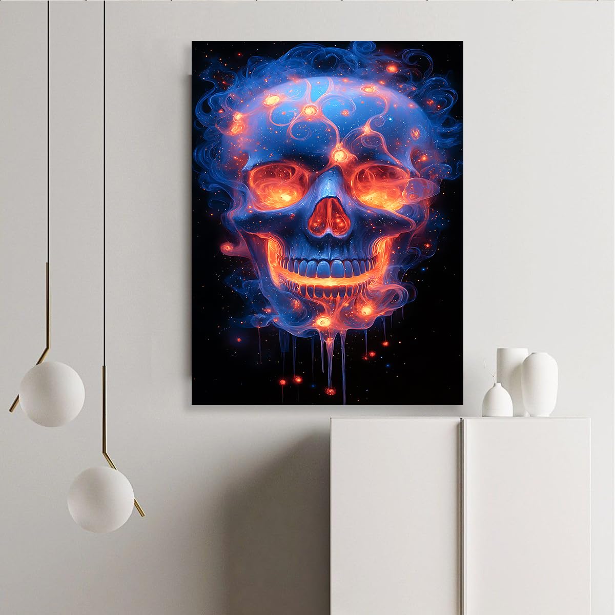 Via Vela Niebieski sen czaszka obraz na płótnie Halloween gotycka dekoracja 60 x 90 cm