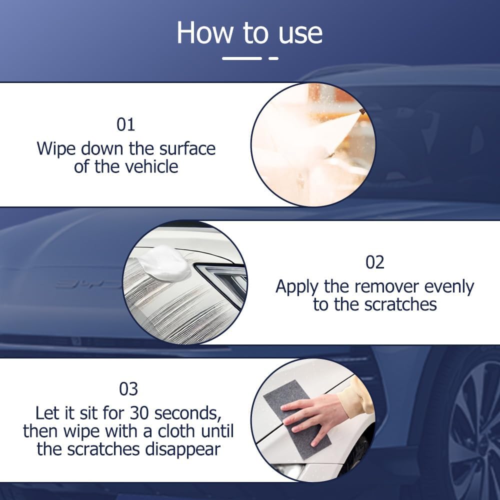 2 Pack Nano Sparkle Cloth Car Scratch Remover Paste for Vehicles, 2025 Upgrade Car Scratch Repair Kit to Erase Car Paint Scratches Water Spots Scuff Repair Polishing Wax Kit (2pcs(White)) - Image 4