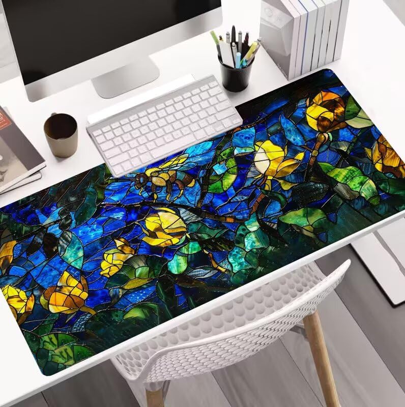 Tapis de Souris Abstrait Tapis de Souris Gamer XXL 1000x500x3mm Gaming Accessoire, Tapis de Souris Géométrie Tapis Souris Résistant à l'eau avec Base en Caoutchouc antidérapant, Deco Bureau W5-445