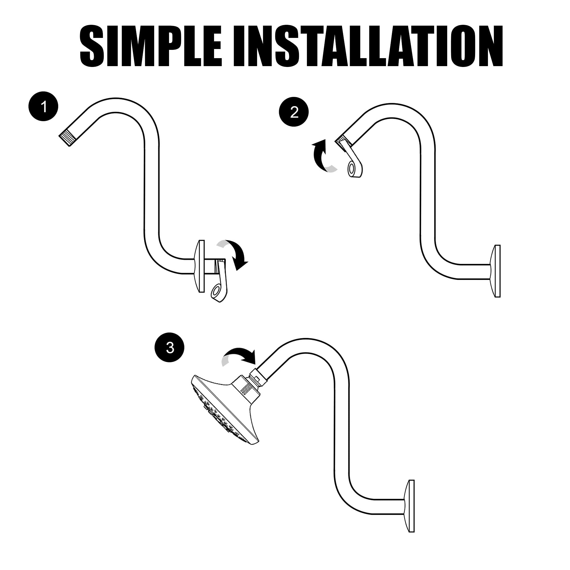 Shower Head Extension Arm with Flange,"S" Shaped Shower Head Riser