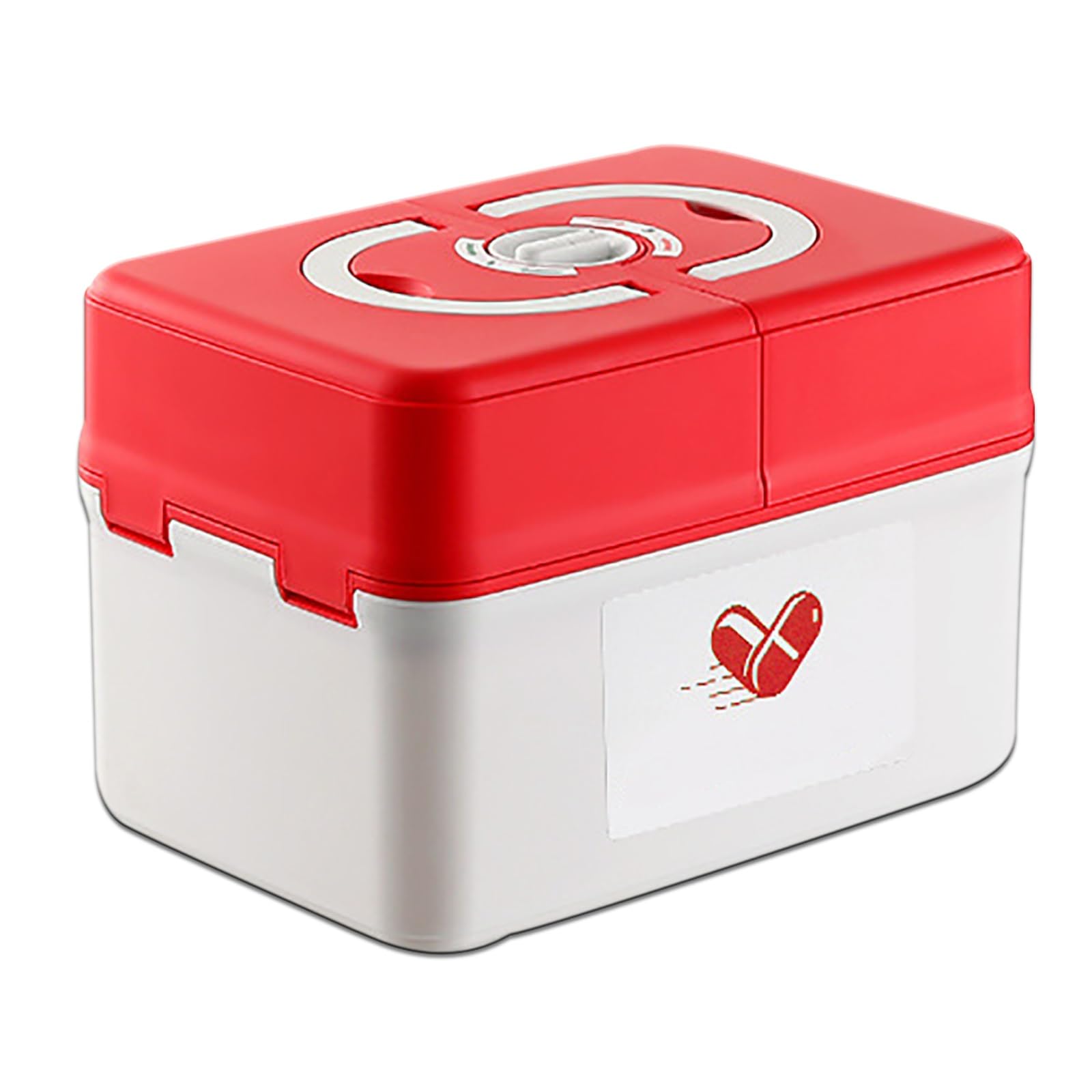 Scatola Porta Medicine, Porta Medicine, kit Pronto Soccorso, Scatola di Pronto Soccorso Portatile per la casa, Scatola Portautensili Multifunzione in Plastica con Maniglia(Red,Large)