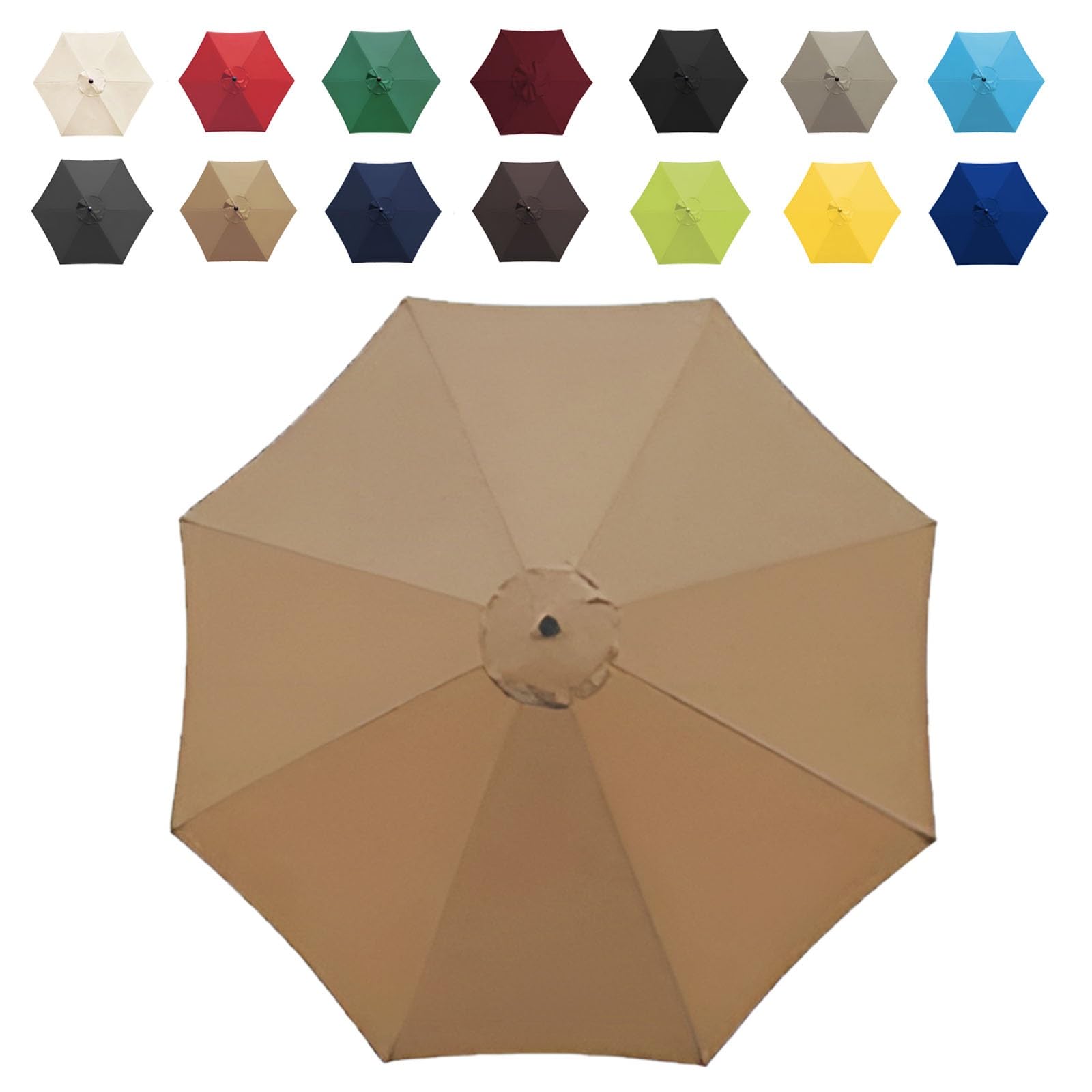 GZDXBF Replacement Fabric Garden Parasol Canopy Cover For 200cm/270cm/300cm +6 Arms/8 Arms Parasol, Premium Quality Patio Umbrella Replacement(Color:Khaki,Size:8 ribs-2.7m(8.8ft)) — image 1