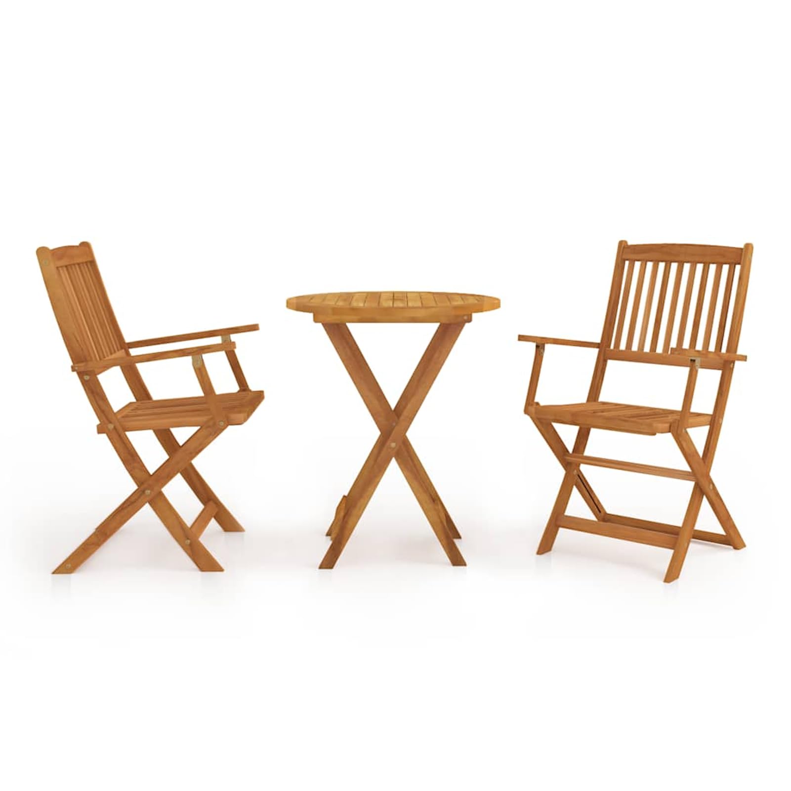 Gecheer Set da Bistrot, 3 Pezzi Pieghevole, in Legno Massello di Acacia, per Esterno, Terrazzo, Giardino