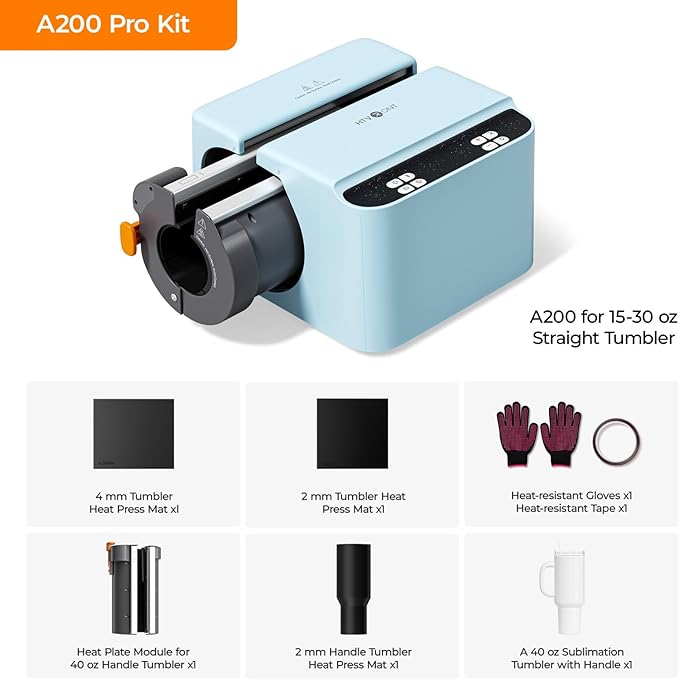 HTVRONT Prensa Térmica Automática A200 para Tazas y Vasos, Color Azul miniatura 3