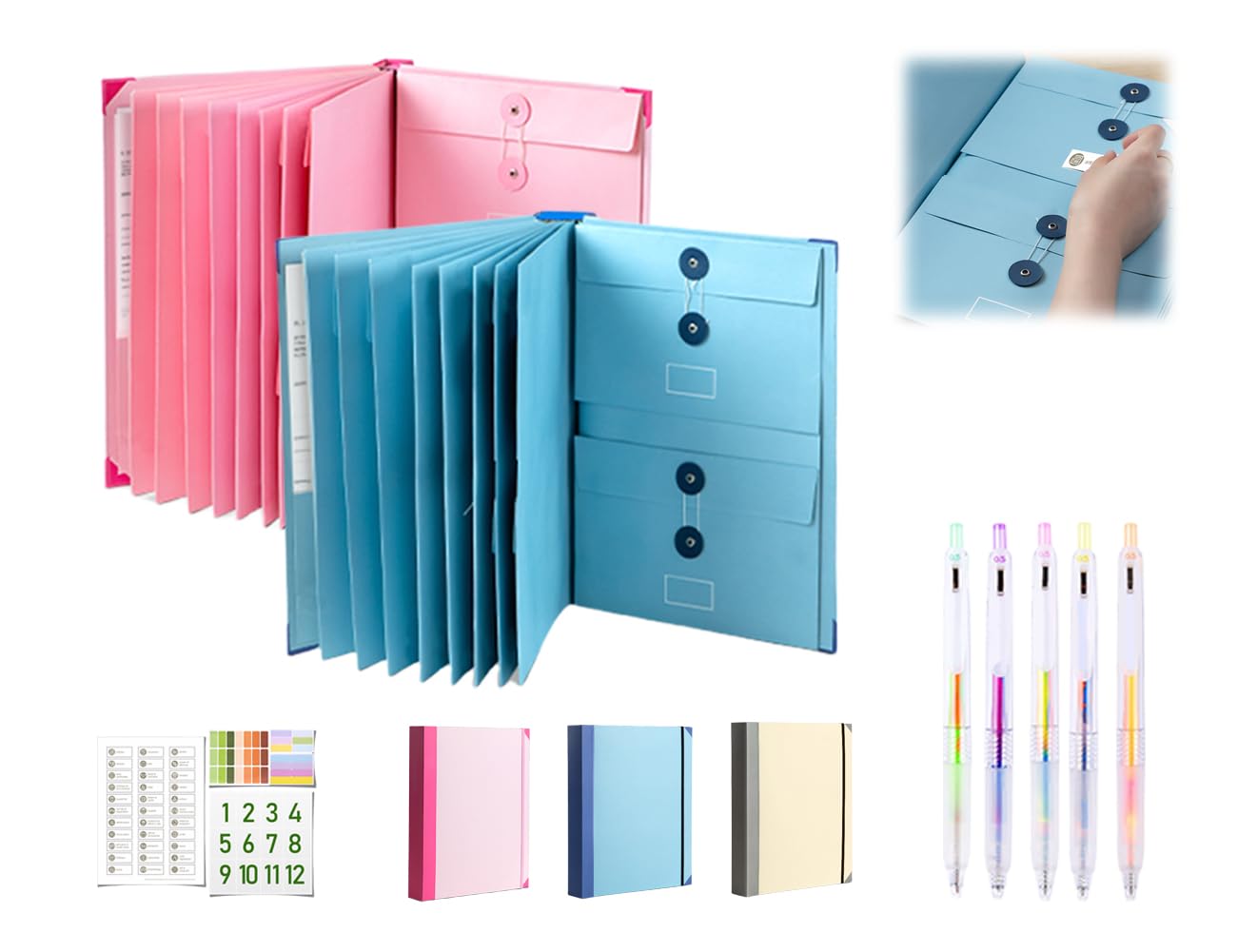 The Life Book Document Organizer, Folio Document Organizer, If I Die Binder UK, Veloron If I Die Binders, in Case i Go Missing Binder for Important Documents,with Pockets File School (Pink+Blue) — image 1