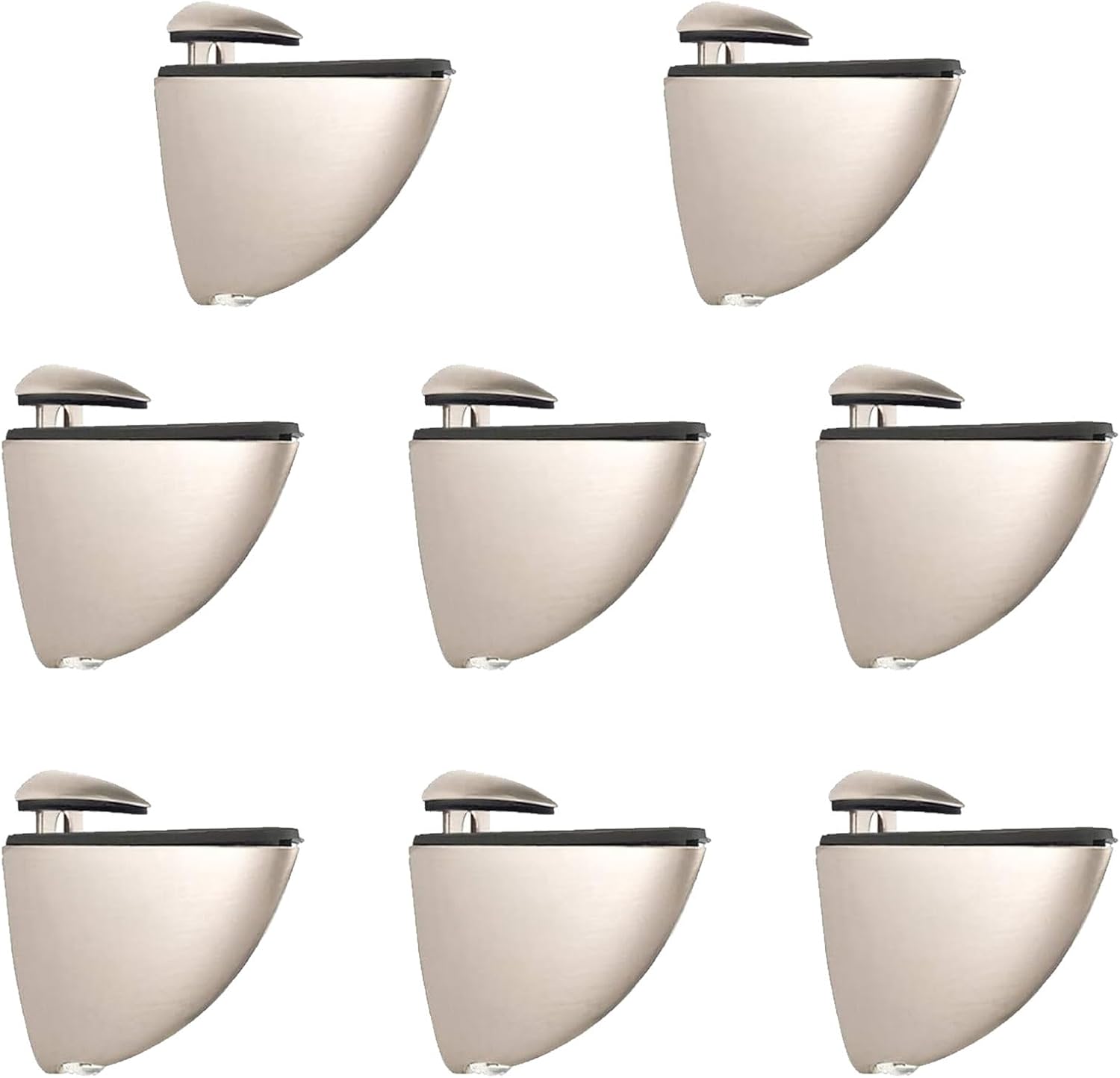 INCREWAY 8PCS Glass Support, 5-18mm Zinc Alloy Brushed Nickel Finish Adjustable Glass and Wooden Shelf Bracket