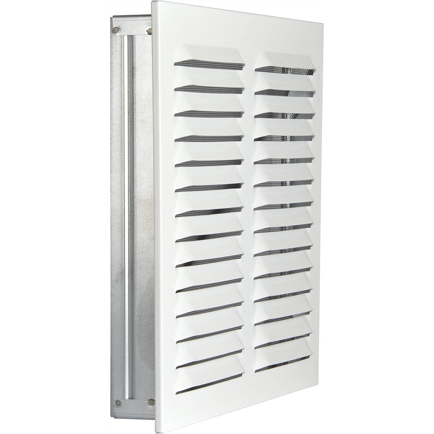 Upmann 56364 Wetterschutzgitter eckig mit Einbaurahmen/Klemmfeder 320 x 320 mm, Material: Stahl weiß RAL 9016