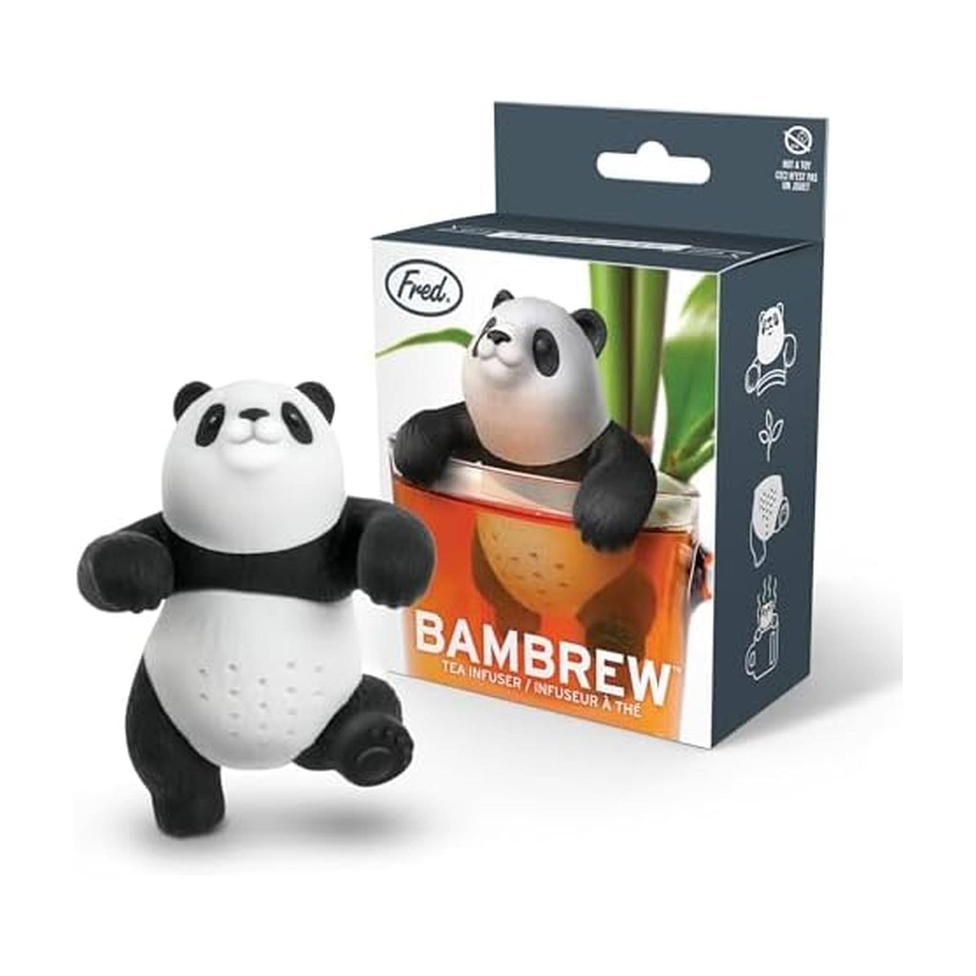 Genuine Fred BAMBREW Tea Infuser Cute Panda Design- for Loose Leaf Tea Flexible, Easy to Clean Silicone Fun Gift for Tea Lovers Clever Kitchen Gadget