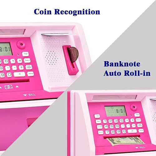 Miniatura 6 de ATMBnk Alcancía electrónica para niñas y niños, cuenta, aprende y logra objetivos financieros con esta bonita y segura alcancía de juguetes para