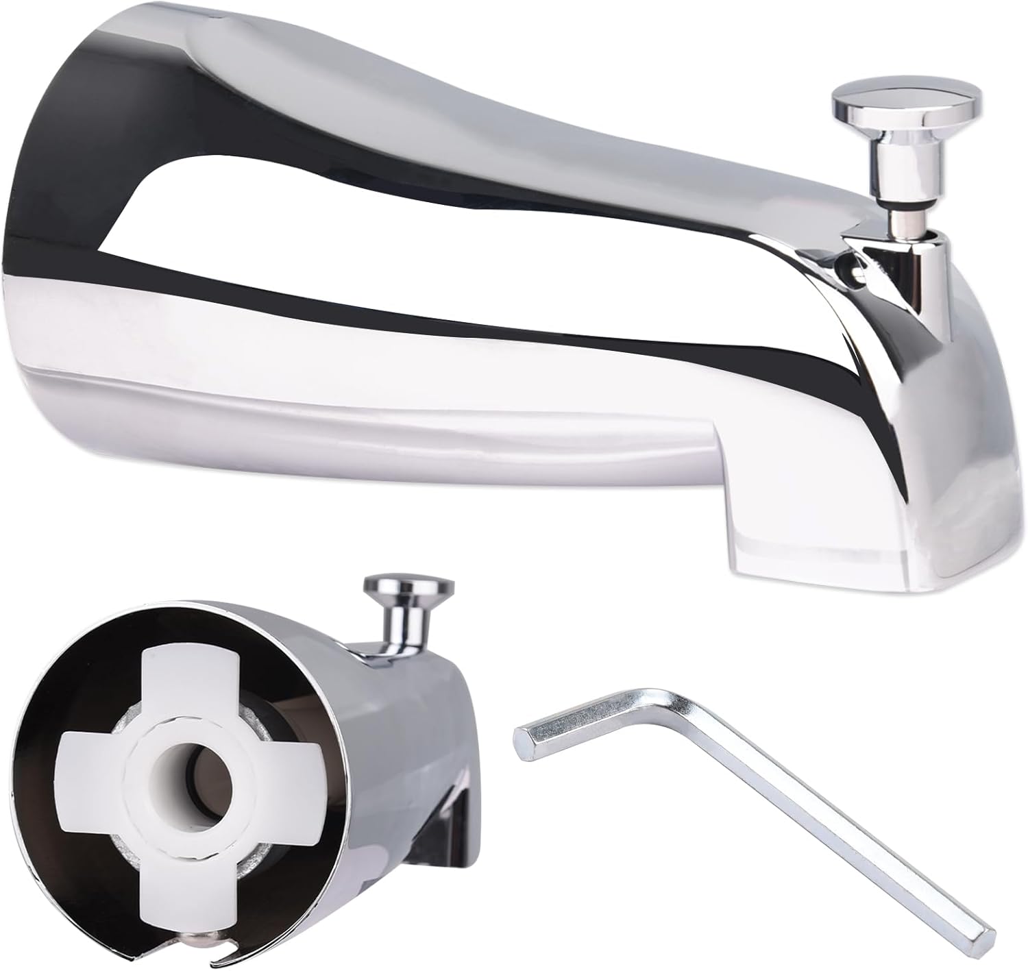 Universal Bathtub Spout with Diverter Metal Tub Faucet 5 1/4 inch Bathtub Spout 1/2 inch IPS Inside Thread Compatible with Westbrass E531D-1F-62 Silver Bath Tub Shower Diverter - Amazon product rated Grade B