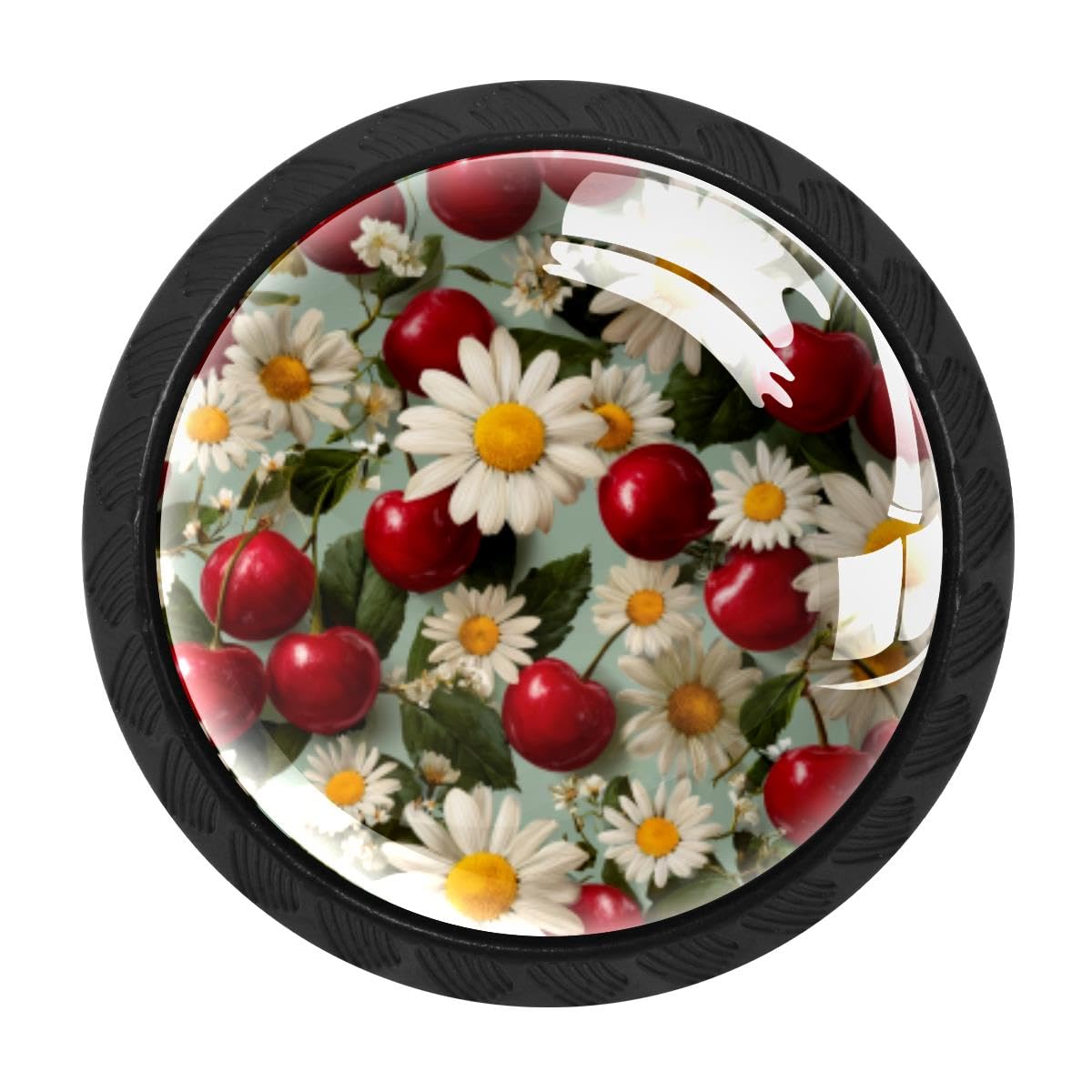 Heoeh Multi 15 4 Pcs Kitchen Cabinet Knobs, Cherries Daisies Drawer Knobs Dresser Handles
