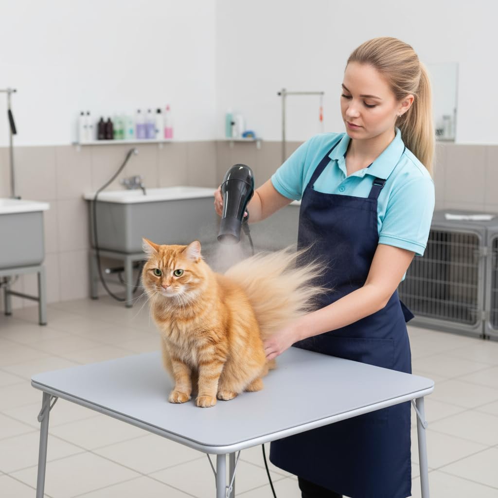 FurnitureR Klappbarer Haustiertisch 86×86×71 cm, Stabiler Pflegetisch für Hunde & Katzen, Faltbarer PVC-Tisch mit Metallrahmen, tragbar und platzsparend, ideal für Tierpflege zu Hause & unterwegs