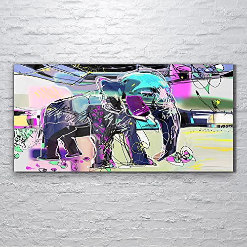 Tableau acrylique éléphant d'Inde 120x60cm à l'effet de verre brillant haut de gamme - 2