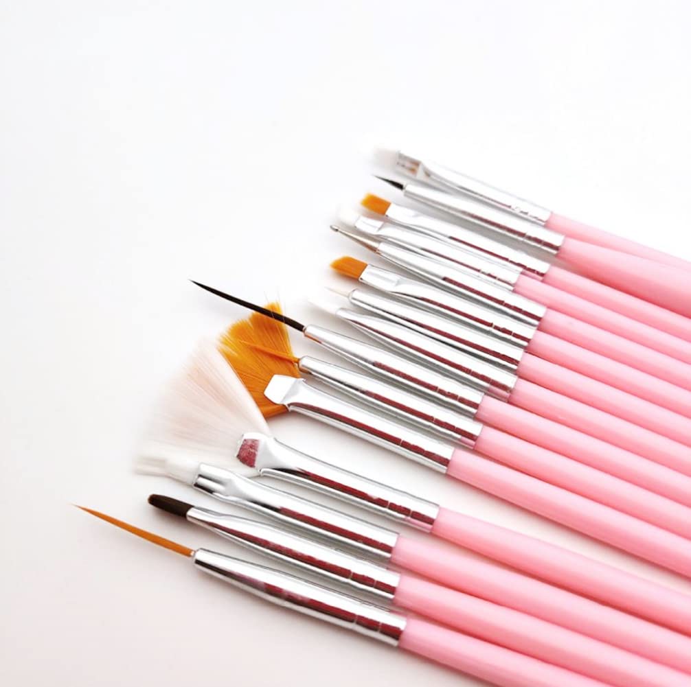 15pcs Nail Art Brushes, Nail Pen Designer - Acrylic Nail Art Gel Painting Brushes Tool Set - Nail Dotting Tool Nail Decoration Kit - Fan Brush Gel