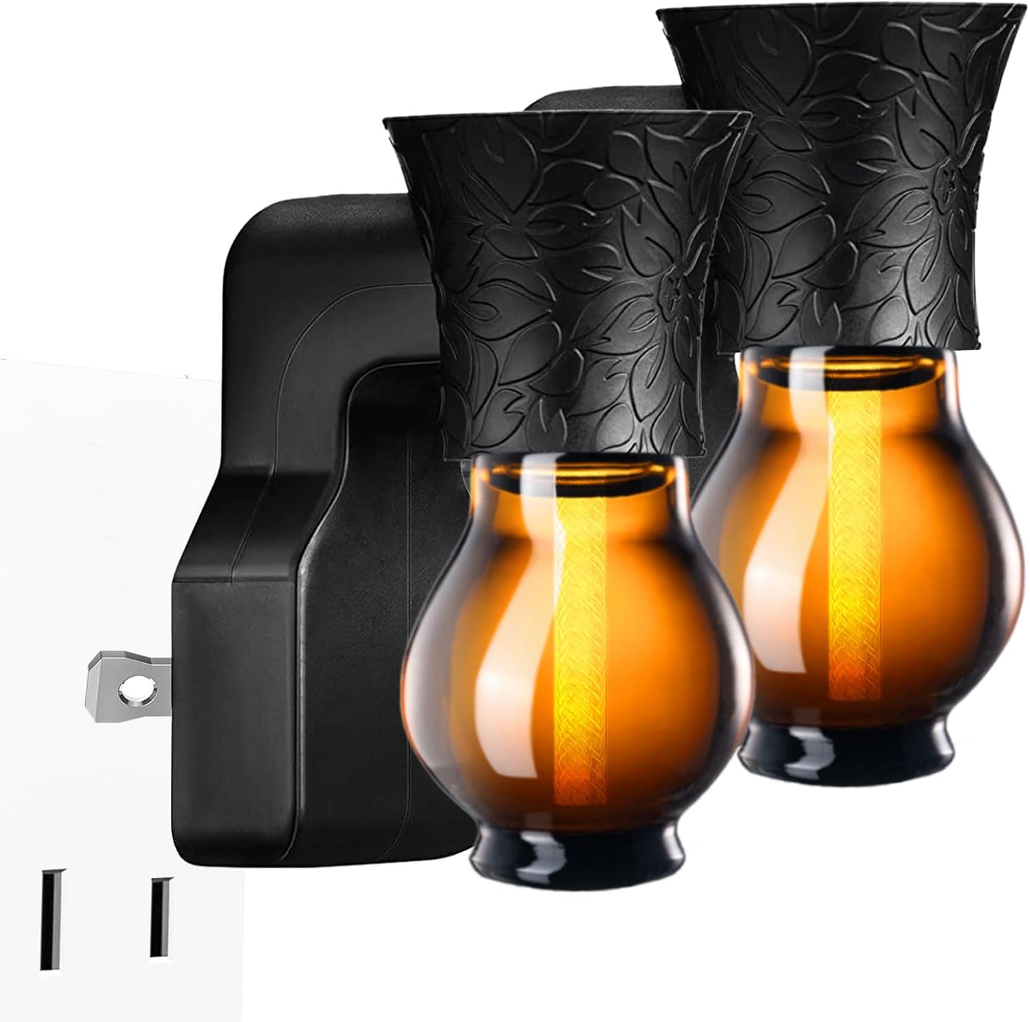 Plug in Oil Diffuser, 2 Packs Blank for DIY Air Freshener Make Unique Home Scent Aromatherapy, Work w/Essential Oil, EO+Water, Fragrance Refill for Plugins (2 Polarized Plug+2 Glass+2 Wick) Black 2sets
