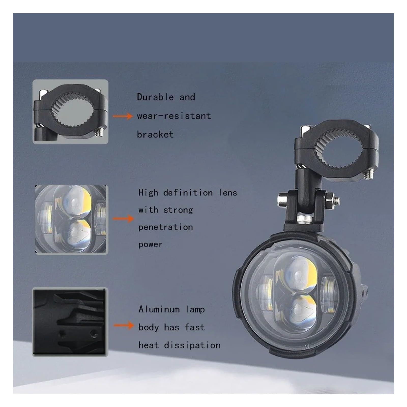 Fari Universali Per Moto Lente Per Proiettore A LED Per Fendinebbia Luci Guida Per Faretti Per Lampade Ausiliarie Fari Per Motociclette(White light)