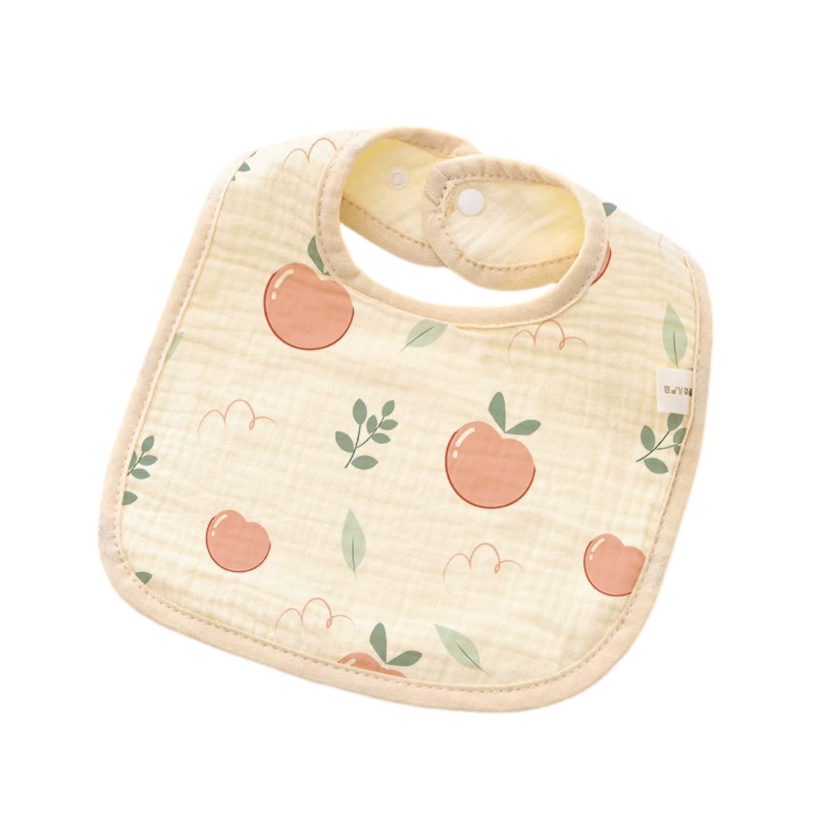Hixingo Cotton Toddler Bibs with Snaps 3 Pack Soft Absorbent Comfortable Drool Bibs with 2 Adjustable Snaps for 0-36 Months Newborn Infant Boys Girls Feeding Drooling (Pink Peach,20x28cm)