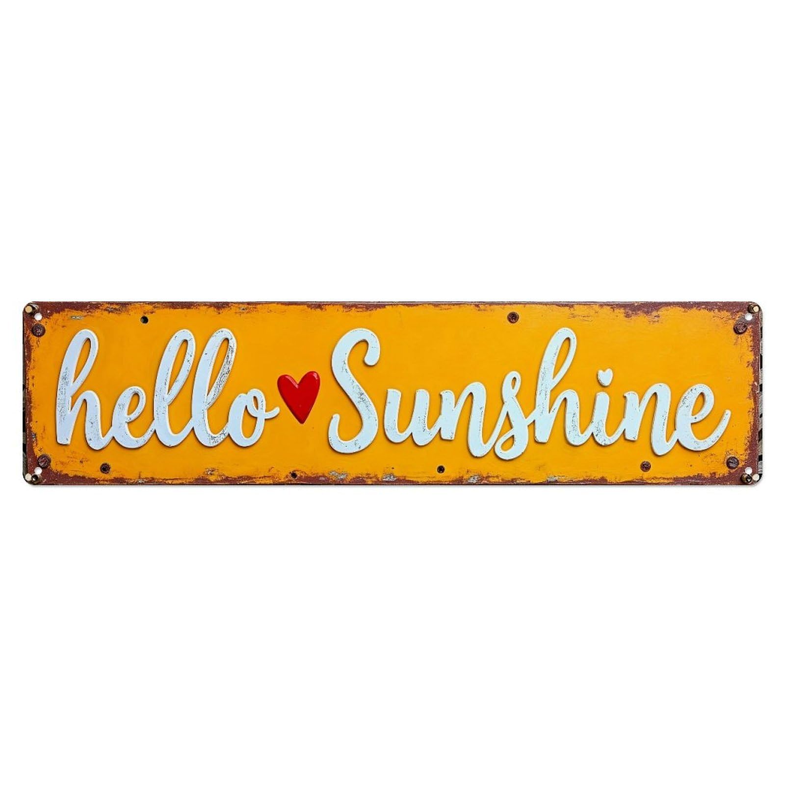 Hello Sunshine Heart Pattern Metal Tin Sign Plaque