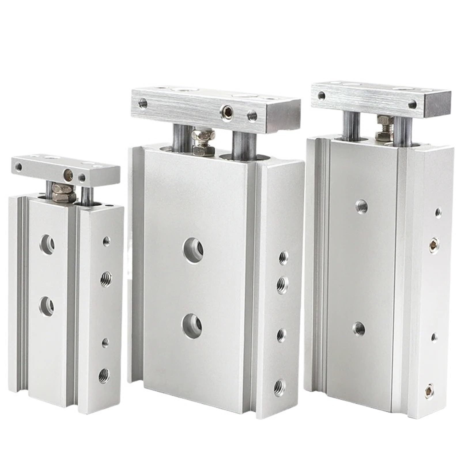 Vérin pneumatique double tige 15x20 acier inox double arbre guidé CXSM15-80