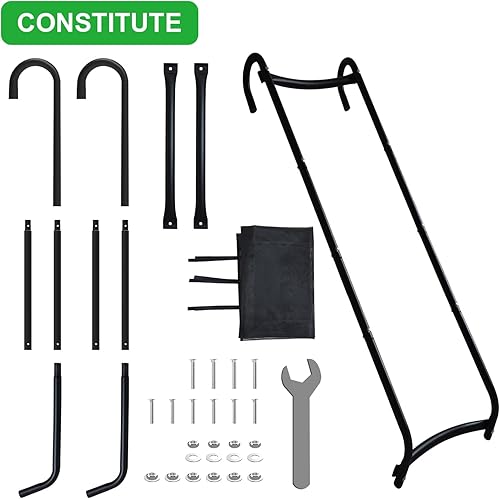 Miniatura 5 de Eurmax USA - Escalera deslizante universal para cama elástica fácil de montar, acero resistente, accesorio para trampolín para niños, para subir y