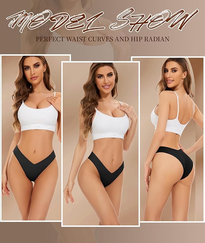 Riozz Seamless Bikini Cheeky Panties for Women Soft V-Cut No Show Hipster Breathable Stretch Invisibles Panties 6 Pack S-XL - image 2