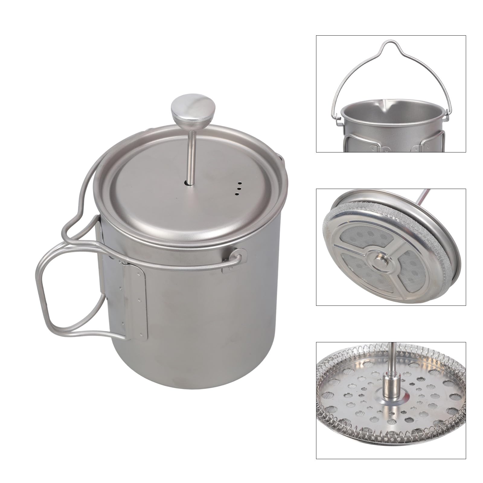 Prensas francesas para café, construcción de metal, sistemas de filtración de 3 etapas, para viajes, tazas de café para acampar en casa