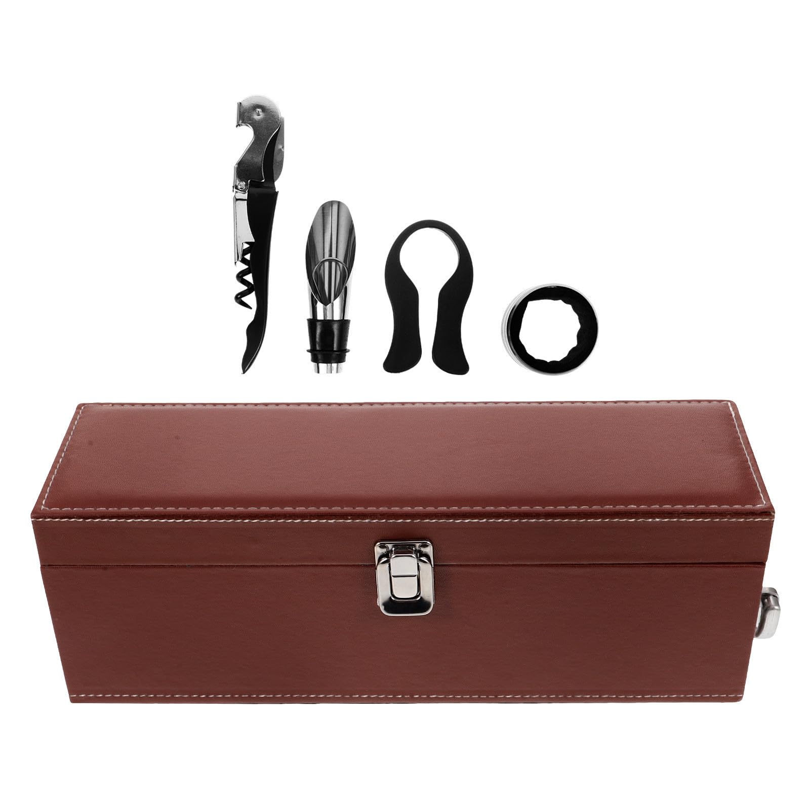 Coffret cadeau bouteille de vin portable en cuir avec rangement pour bar et collection