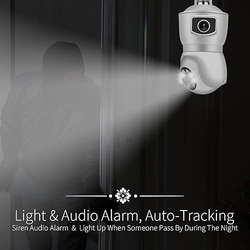 Miniatura 4 de TIENCIY Cámara de seguridad con inclinación panorámica, cámara de doble lente Pro HD 2K, cámara tipo bala, cámara IP inalámbrica Wi-Fi, cámaras CCTV