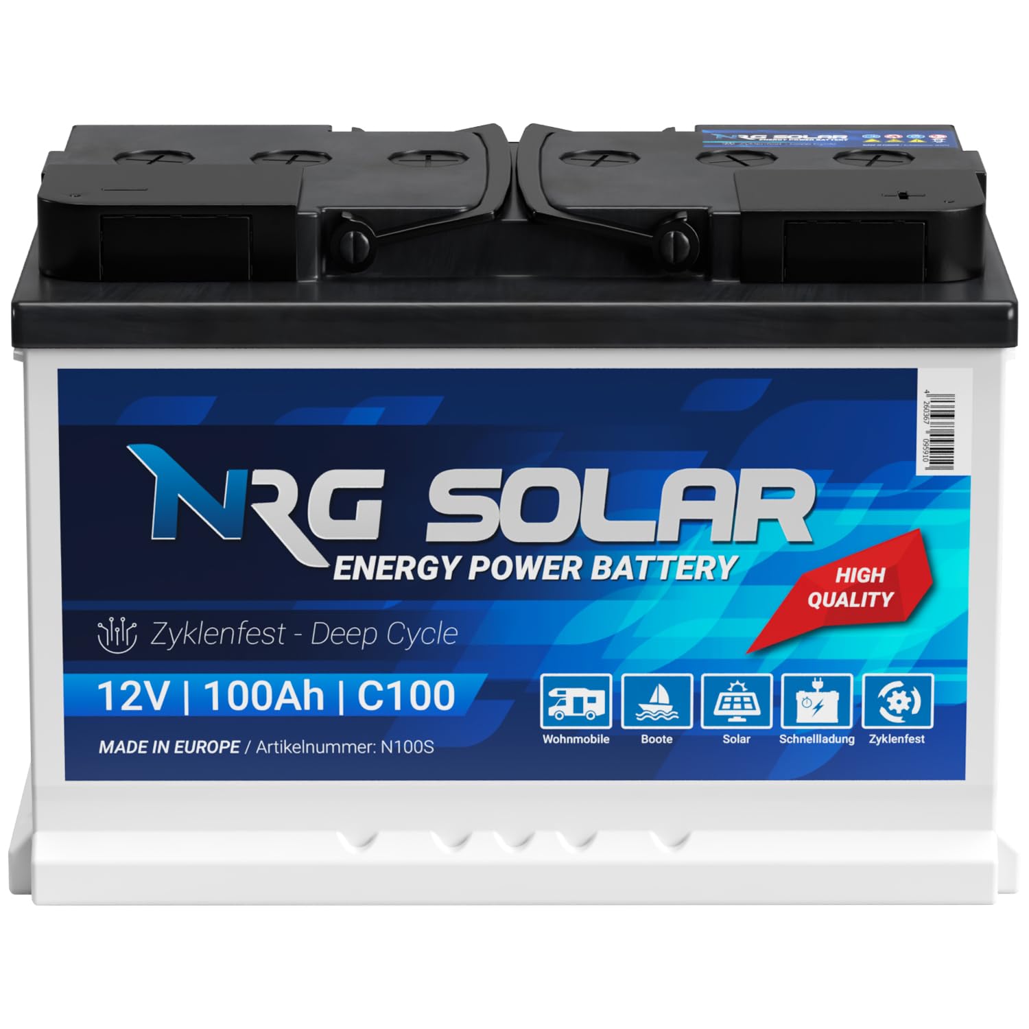 NRG Solarbatterie 100Ah 12V Wohnmobil Antrieb Versorgung Boot Schiff Solar