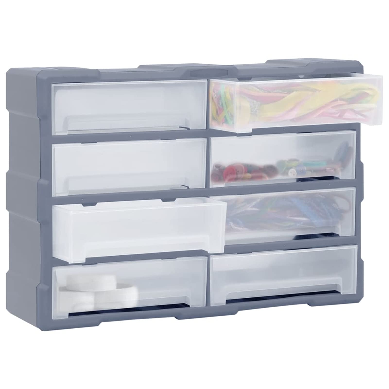 Tidyard Organizador Multicajones con 8 Cajones Grandes Caja de Almacenamiento Taller Herramientas Armario Pared Caja de Manualidades Gris 52x16x37 cm