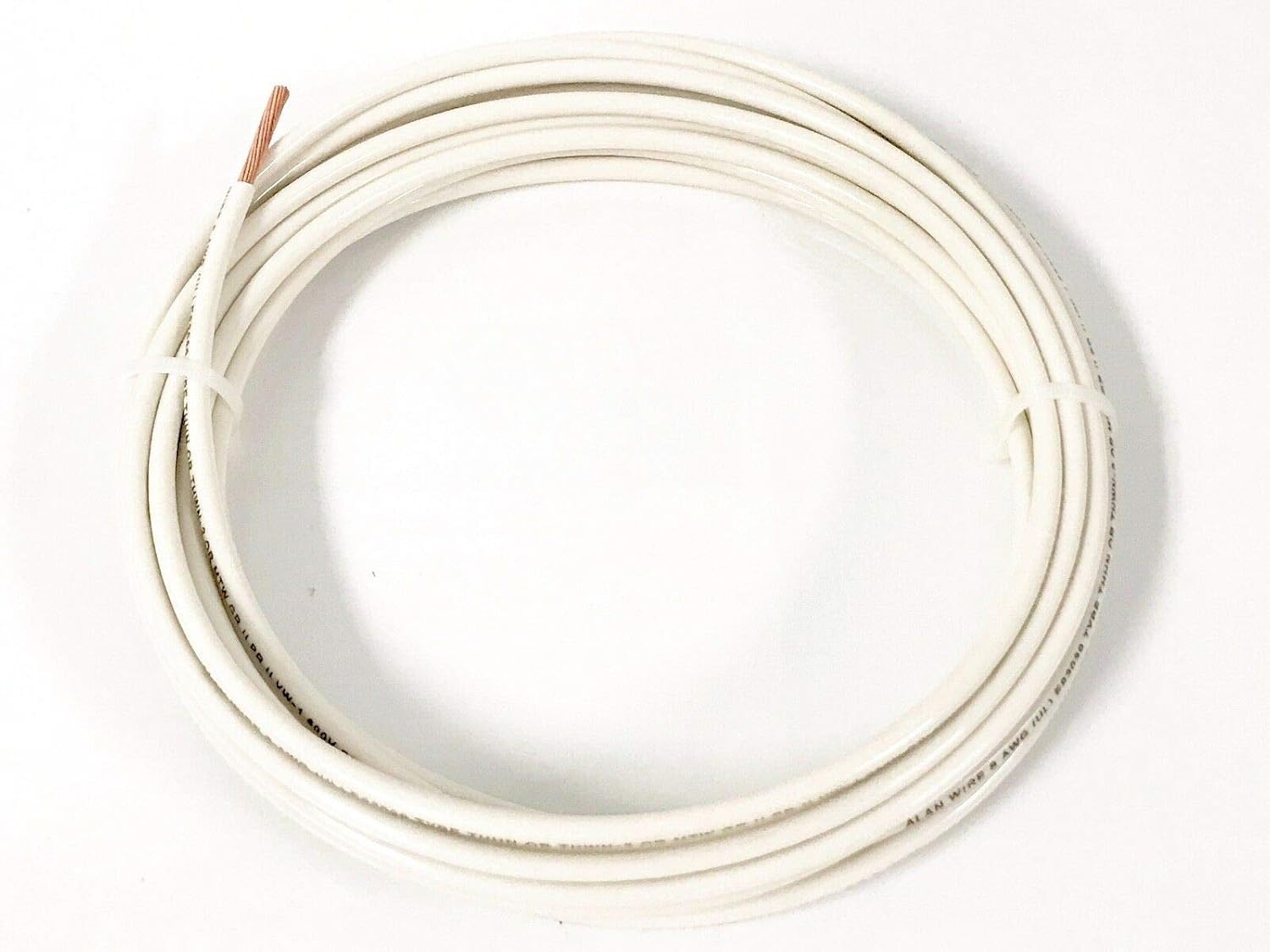 25' FEET THHN THWN-2 8 AWG Gauge White Stranded Copper Building Wire VW-1