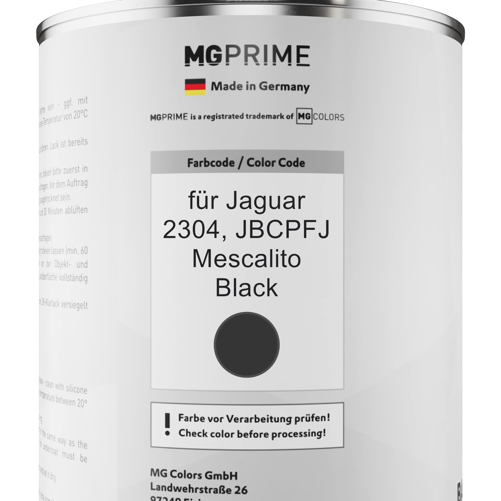 MG PRIME Lakier samochodowy Zestaw puszek dla Jaguar 2304 / JBCPFJ Mescalito Black Lakier bazowy 2K Utwardzacz do lakieru bezbarwnego gotowy do natrysku 2,5L
