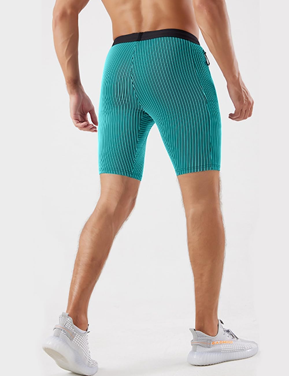 MIZOK Men's Stripe Performance Compression Workout Shorts Tight Gym Athletic Shorts with Pockets - Image 3