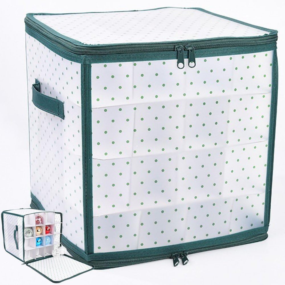pp supm Christmas Ball Storage Box,64-Compartment Christmas Ornament Storage Organizer with Handles Organizing Decorations