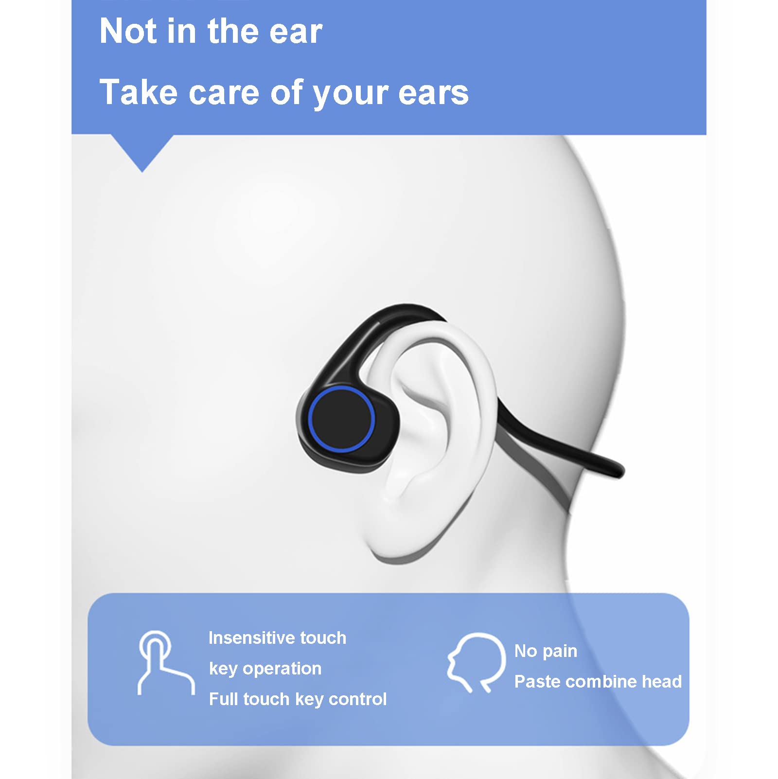 Bezprzewodowe słuchawki Bluetooth 8 GB Odtwarzacz MP3 wiszący do biegania, jazdy na rowerze, siłowni, treningu - Pełna kontrola klawiszy dotykowych