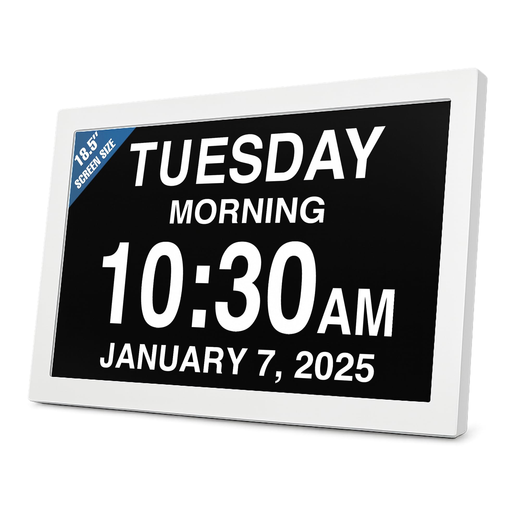 American Lifetime New 2026 Dementia Clock Large Digital Clock for Seniors, Digital Calendar Large Display, Custom Alarms, Clock with Day &amp; Date for Elderly 18.5 Inches White