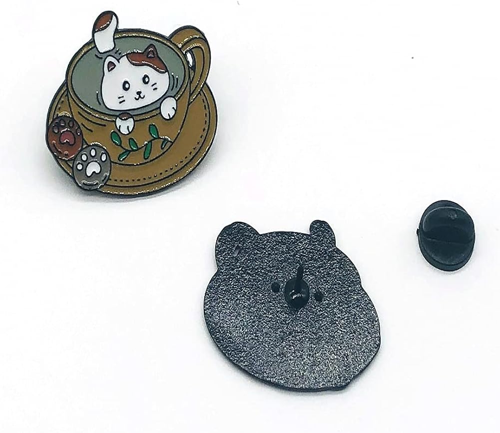 Cartoon cute cat coffee cup enamel lapel pins Enamel pins for parties daily and other activities Can be used for clothes backpack enamel pins Creative pins novelty pins : Clothing, Shoes & Jewelry