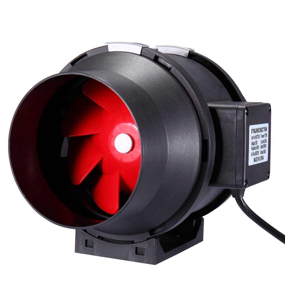 LAZYMOON 6 Inch 395 CFM Inline Duct Fan HVAC ABS Booster Vent Blower Duct Fan Vent Blower Ventilatio