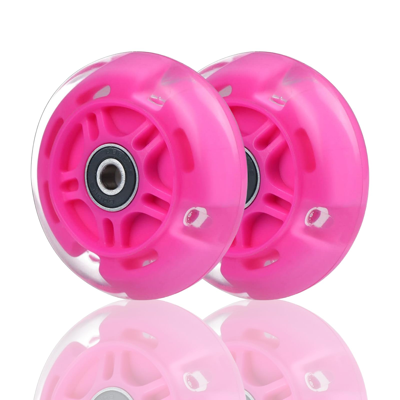 2 PCS Scooter Wheels Replacement 80mm for Maxi Micro, LED Flash Rear Wheel, PU Material with ABEC-7 Bearings, Scooter Accessories, Pink