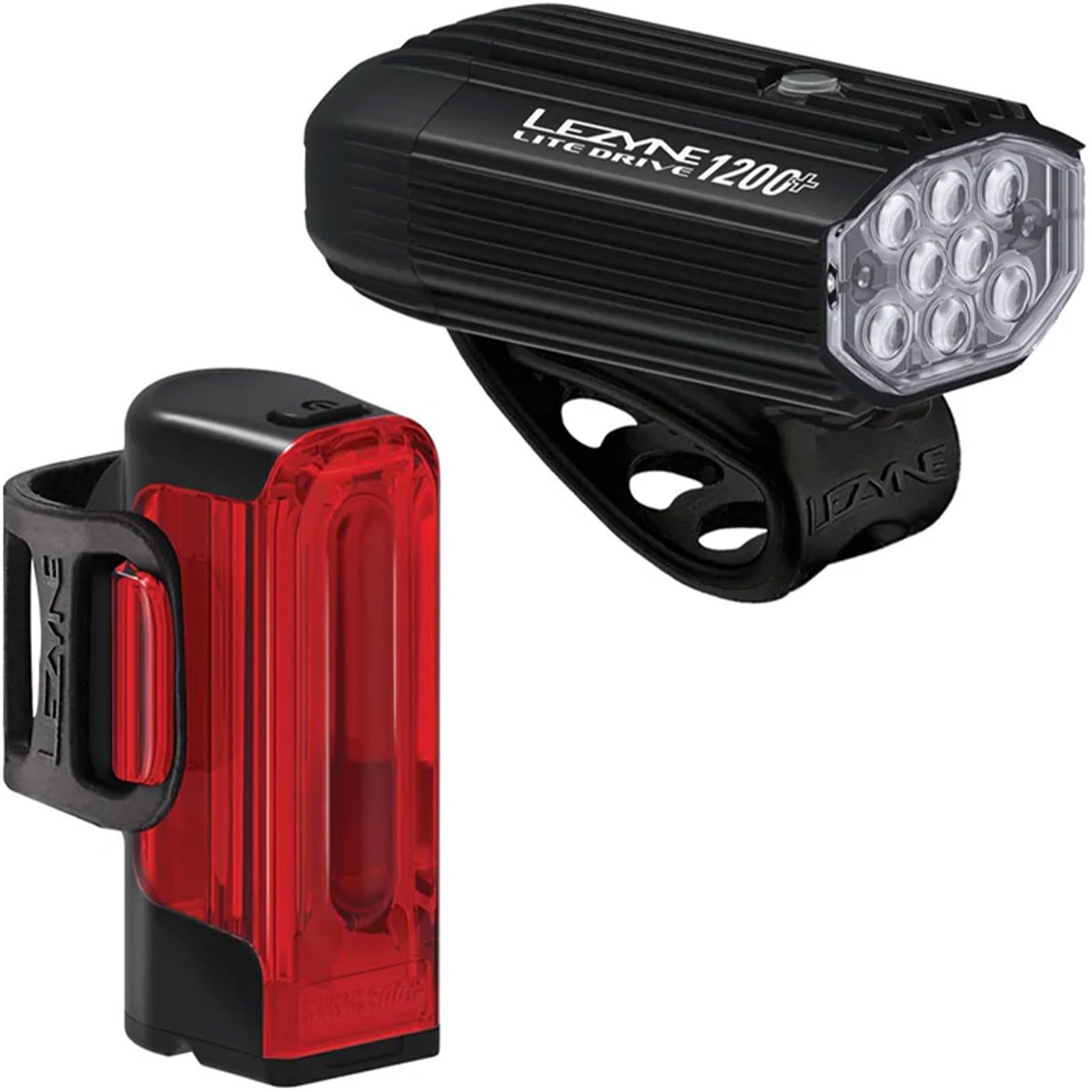 Lite Drive 1200+ & Strip Drive Pro 400+ LED Bike Light Set | Lumen Aluminum Front & Wide-…