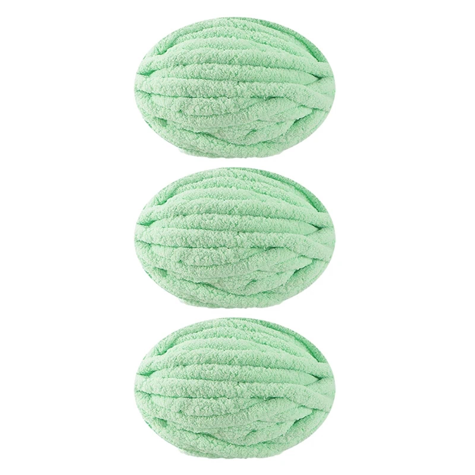 Lanas para Crochet Set de 3 piezas hilo grueso chenilla como el terciopelo, ideal for tejer gorros, muñecas, guantes y mantas a bajo precio(03 Aqua Green)
